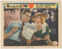 9p1235 READY FOR LOVE LC 1934 pretty Ida Lupino stares lovingly at Richard Arlen w/ pencil & paper!