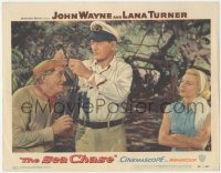9p1259 SEA CHASE LC #3 1955 sexy Lana Turner watches John Wayne putting binoculars on Paul Fix!