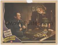 9p1268 SHERLOCK HOLMES & THE VOICE OF TERROR LC 1942 moody image of Evelyn Ankers & Thomas Gomez!