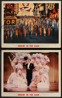 9p1452 SINGIN' IN THE RAIN 2 photolobbies 1952 Gene Kelly with pretty chorines & huge dance number!