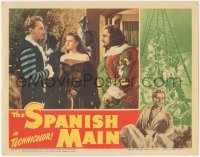 9p1278 SPANISH MAIN LC 1945 close up of Maureen O'Hara between Paul Henreid & Walter Slezak!