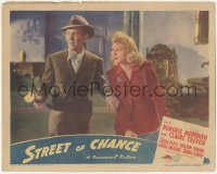 9p1286 STREET OF CHANCE LC 1942 close up of Burgess Meredith with flashlight & Claire Trevor!