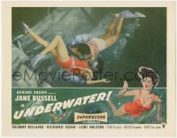 9p1317 UNDERWATER LC 1955 Howard Hughes, sexy skin diver Jane Russell coupling beneath the sea!