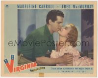 9p1322 VIRGINIA LC 1941 best close up of Fred MacMurray kissing beautiful Madeleine Carroll!