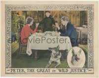 9p1331 WILD JUSTICE LC 1925 Peter the Great German Shepherd dog sits under couple at dinner table!