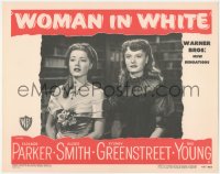 9p1333 WOMAN IN WHITE LC #3 1948 close up of worried Eleanor Parker & Alexis Smith in library!