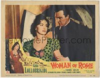 9p1334 WOMAN OF ROME LC #4 1956 great close up of sexy Gina Lollobrigida & Franco Fabrizi!