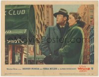 9p1335 WRONG MAN LC #1 1957 Hitchcock, Henry Fonda & Vera Miles outside the famous Stork Club!