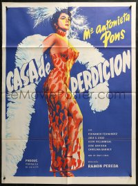 9p0102 CASA DE PERDICION Mexican poster 1956 sexy Maria Antonieta Pons in see-through pepper dress!