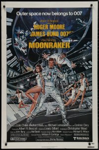 9p0569 MOONRAKER 1sh 1979 art of Roger Moore as James Bond & sexy ladies by Goozee!