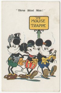 9p0021 MICKEY MOUSE English postcard 1930 great art of of him as Three Blind Mice with pie-cut eyes!