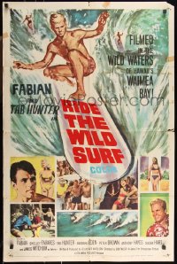 9p0597 RIDE THE WILD SURF 1sh 1964 Fabian, ultimate poster for surfers to display on their wall!