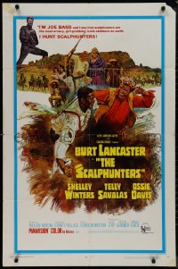 9p0602 SCALPHUNTERS 1sh 1968 great art of Burt Lancaster & Ossie Davis fighting in mud!