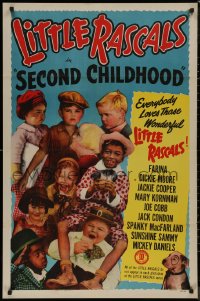 9p0605 SECOND CHILDHOOD 1sh R1952 Dickie Moore, Joe Cobb, Farina, Jackie Cooper, Our Gang kids!