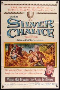 9p0608 SILVER CHALICE 1sh 1955 great art of Virginia Mayo & Paul Newman in his first movie!