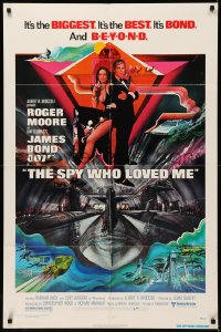 9p0612 SPY WHO LOVED ME 1sh 1977 great art of Roger Moore as James Bond by Bob Peak!