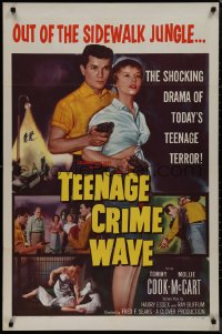 9p0620 TEEN-AGE CRIME WAVE 1sh 1955 bad girls & guns, shocking drama of today's teenage terror!