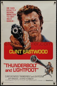 9p0626 THUNDERBOLT & LIGHTFOOT int'l 1sh 1974 different artwork of Clint Eastwood with HUGE gun!