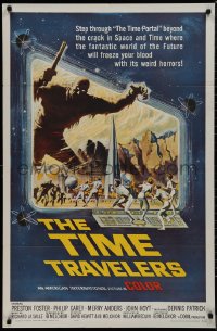9p0627 TIME TRAVELERS 1sh 1964 cool Reynold Brown sci-fi art of the crack in space and time!