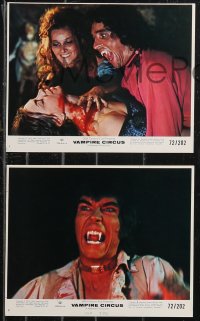 9p0910 VAMPIRE CIRCUS 3 8x10 mini LCs 1972 fangs ripping throats, no sawdust can soak up the blood!