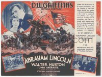 9p0035 ABRAHAM LINCOLN herald 1930 Walter Huston as Honest Abe, D.W. Griffith's Supreme Achievement!