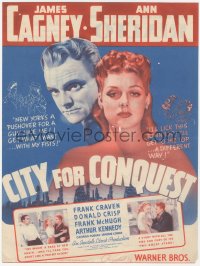 9p0067 CITY FOR CONQUEST herald 1940 boxer James Cagney & beautiful Ann Sheridan in New York, rare!