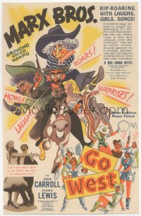 9p0072 GO WEST herald 1941 great Hirschfeld art of The Marx Bros. Groucho, Chico & Harpo, very rare!