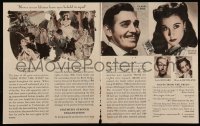 9p0073 GONE WITH THE WIND herald 1939 Clark Gable, Vivien Leigh, Leslie Howard, Olivia de Havilland!