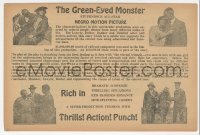 9p0051 GREEN EYED MONSTER herald 1919 stupendous all-star negro motion picture, train adventure!