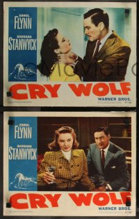 9p1405 CRY WOLF 5 LCs 1947 great images of Errol Flynn and pretty Barbara Stanwyck, Brooks!