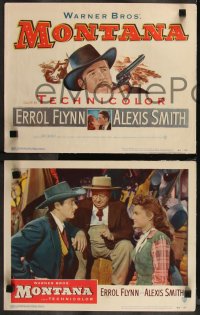 9p1367 MONTANA 8 LCs 1950 cowboy Errol Flynn, Alexis Smith, S.Z. Sakall, complete set!