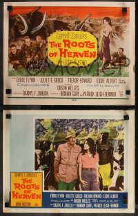 9p1377 ROOTS OF HEAVEN 8 LCs 1958 directed by John Huston, Errol Flynn & Trevor Howard in Africa!
