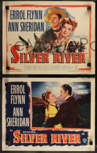 9p1379 SILVER RIVER 8 LCs 1948 cowboy Errol Flynn gambles for his life & sexy Ann Sheridan!