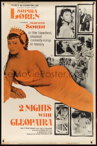 9r0131 2 NIGHTS WITH CLEOPATRA 40x60 1963 Alberto Sordi, Ettore Manni & super sexy Sophia Loren