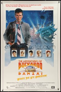 9r0132 ADVENTURES OF BUCKAROO BANZAI 40x60 1984 Peter Weller science fiction thriller, cool art!