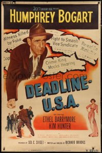 9r0143 DEADLINE-U.S.A. style Y 40x60 1952 newspaper editor Humphrey Bogart, ultra rare!