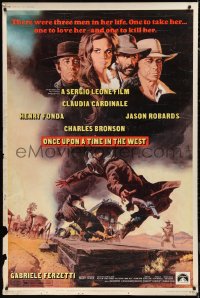 9r0159 ONCE UPON A TIME IN THE WEST 40x60 1969 Leone, art of Cardinale, Fonda, Bronson & Robards!