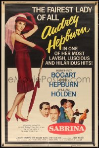 9r0164 SABRINA 40x60 R1965 the fairest lady of all Audrey Hepburn, Bogart, Wilder, ultra rare!