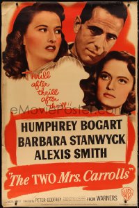 9r0176 TWO MRS. CARROLLS style B 40x60 1947 Humphrey Bogart, Barbara Stanwyck & Smith, ultra rare!