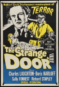 9r0405 STRANGE DOOR Aust 1sh 1952 Charles Laughton, Sally Forrest, Boris Karloff!