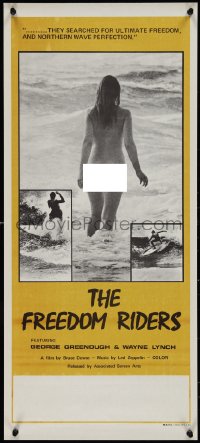 9r0407 FREEDOM RIDERS Aust daybill 1972 completely naked Aussie surfer girl, yellow border design!