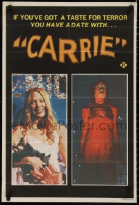 9r0409 CARRIE Aust special poster 1977 Stephen King, Spacek before and after her bloodbath at the prom!