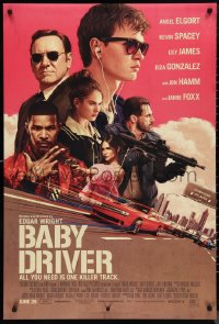 9r1054 BABY DRIVER advance DS 1sh 2017 Ansel Elgort in the title role, Foxx, artwork by Rory Kurtz!