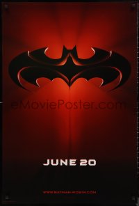 9r1063 BATMAN & ROBIN advance DS 1sh 1997 Clooney, O'Donnell, cool image of bat symbol!