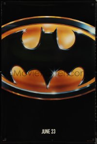 9r1064 BATMAN teaser 1sh 1989 directed by Tim Burton, cool image of Bat logo, glossy finish!