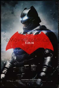 9r1068 BATMAN V SUPERMAN teaser DS 1sh 2016 cool image of armored Ben Affleck in title role!