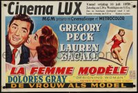 9r0516 DESIGNING WOMAN Belgian 1957 romantic art of Gregory Peck & Lauren Bacall!