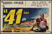 9r0519 FORTY FIRST Belgian 1956 Russian war thriller, great artwork of couple on beach!