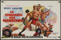 9r0527 REVENGE OF THE GLADIATORS Belgian 1964 great artwork image of gladiators fighting w/swords!