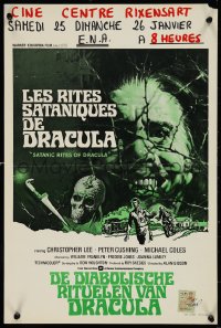 9r0529 SATANIC RITES OF DRACULA Belgian 1974 great artwork of Christopher Lee as vampire!